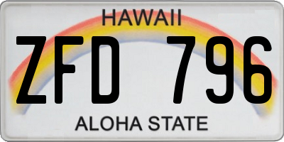 HI license plate ZFD796