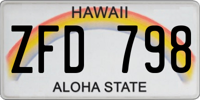 HI license plate ZFD798