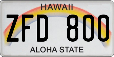HI license plate ZFD800