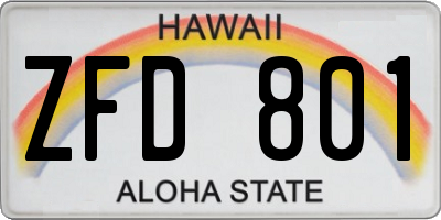 HI license plate ZFD801