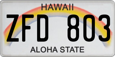 HI license plate ZFD803