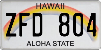HI license plate ZFD804