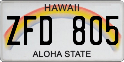 HI license plate ZFD805