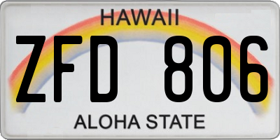 HI license plate ZFD806