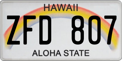 HI license plate ZFD807