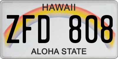 HI license plate ZFD808