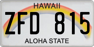 HI license plate ZFD815