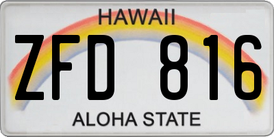 HI license plate ZFD816