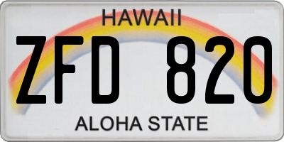 HI license plate ZFD820