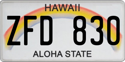 HI license plate ZFD830