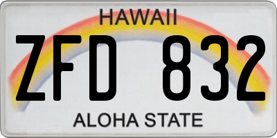 HI license plate ZFD832