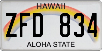 HI license plate ZFD834