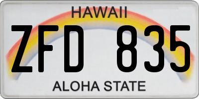 HI license plate ZFD835