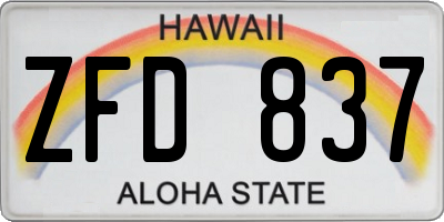 HI license plate ZFD837