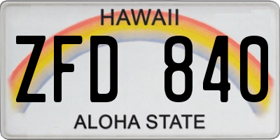 HI license plate ZFD840