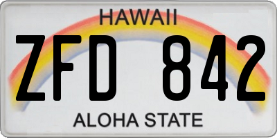 HI license plate ZFD842