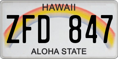 HI license plate ZFD847