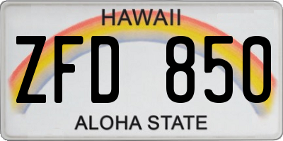 HI license plate ZFD850