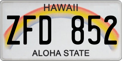 HI license plate ZFD852
