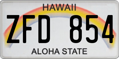 HI license plate ZFD854
