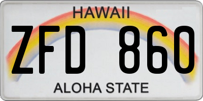 HI license plate ZFD860