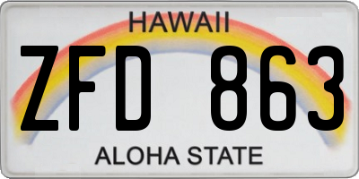 HI license plate ZFD863
