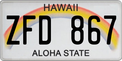 HI license plate ZFD867