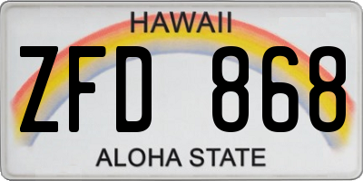 HI license plate ZFD868