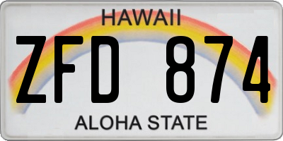 HI license plate ZFD874