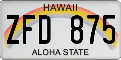 HI license plate ZFD875