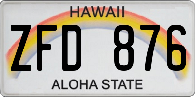 HI license plate ZFD876