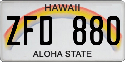 HI license plate ZFD880