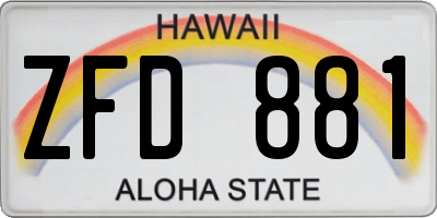 HI license plate ZFD881