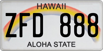 HI license plate ZFD888