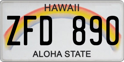 HI license plate ZFD890