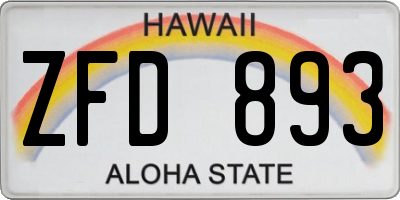 HI license plate ZFD893