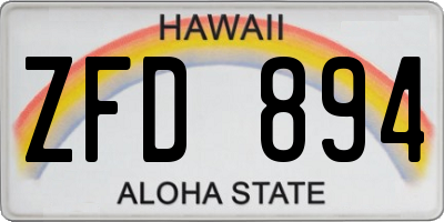 HI license plate ZFD894