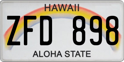 HI license plate ZFD898