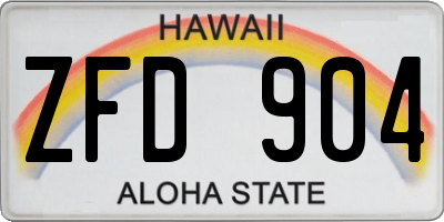 HI license plate ZFD904