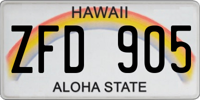 HI license plate ZFD905