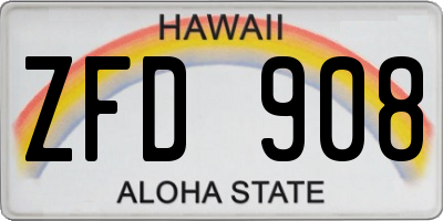 HI license plate ZFD908