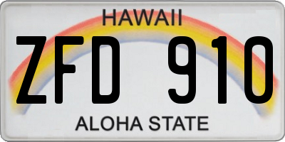 HI license plate ZFD910
