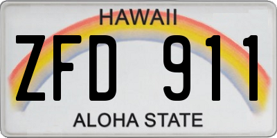 HI license plate ZFD911