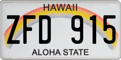 HI license plate ZFD915
