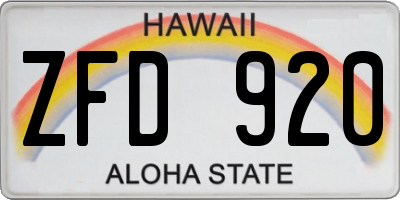 HI license plate ZFD920