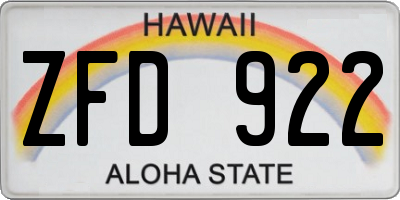 HI license plate ZFD922