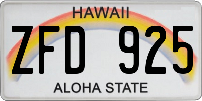 HI license plate ZFD925