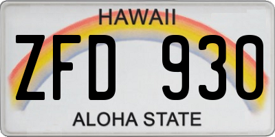 HI license plate ZFD930