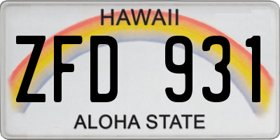 HI license plate ZFD931