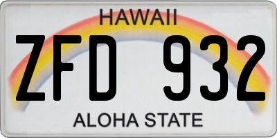 HI license plate ZFD932